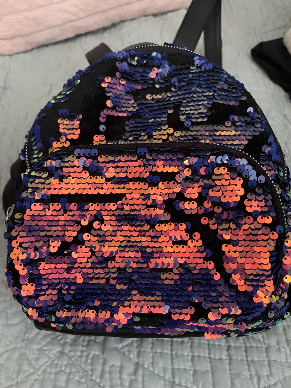 Sequin Mini Backpack - Reversible Blue & Pink